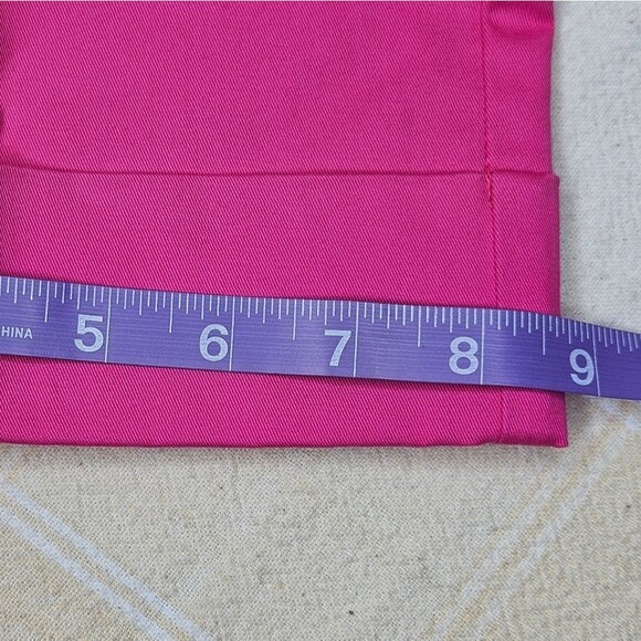 Cache Stretch Pink Cuffed Zip Front Barbiecore Resort Wear Cropped Ankle Pants - Picture 11 of 11